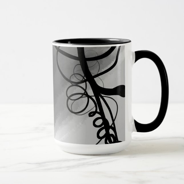 Caneca Na grade: Cinza Abstrato, Preto e Branco (Direita)