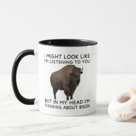 Caneca Na Minha Cabeça Estou Pensando em Bisonte Engraçad