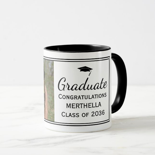 Caneca Na moda Black Custom Photo Graduation Mug (Frente Esquerda)