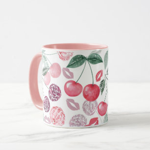Caneca Na moda de fruta de cereja vermelha