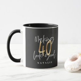 Caneca na moda de script moderno aniversário de 40 anos d