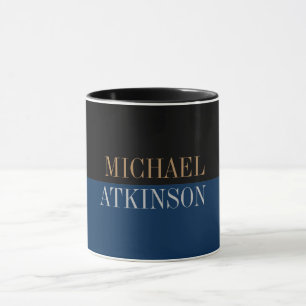 Caneca Na moda de tendências de texto preto azul preto