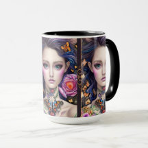 Na moda Fantasy Butterfly Girl com Necklace Mug