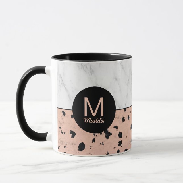 Caneca Na moda Marble e Rosa Dourado com Monograma (Esquerda)