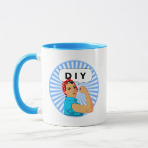 Caneca Na moda vintage mulher e texto DIY editável