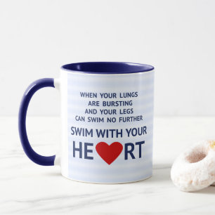 Caneca Nadar azul de citação motivacional