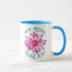 Caneca Nam Myoho Renge Kyo com design da flor de Lotus