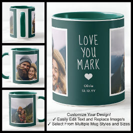 Caneca Namorado Amor Você Fotos Moderno Verde C21 & Branc