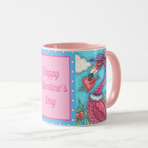 Caneca Namorados DE PINK FLAMINGO CORAÇÃO, AVES DE AMOR B