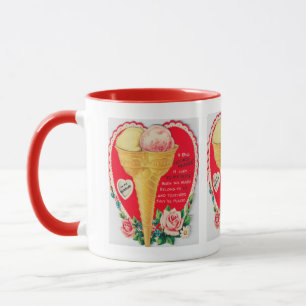 Caneca Namorados de sorvete de vintage retrô-gráfico