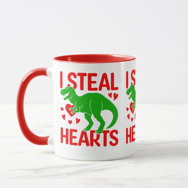 Caneca Namorados Dinossauro Verde I Rouba Corações (Esquerda)