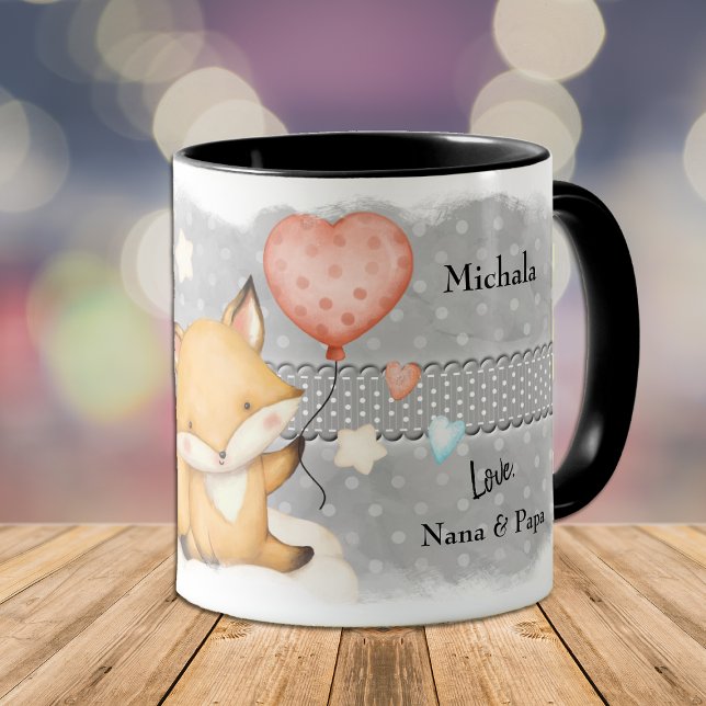 Caneca Namorados do Heart Balloon Fox Kid (Criador carregado)