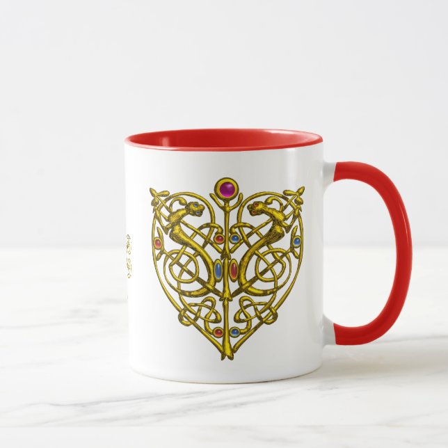 Caneca NAMORADOS HÍPER,NÓS CELTICOS DOURADOS CORAÇÃO Bran (Direita)