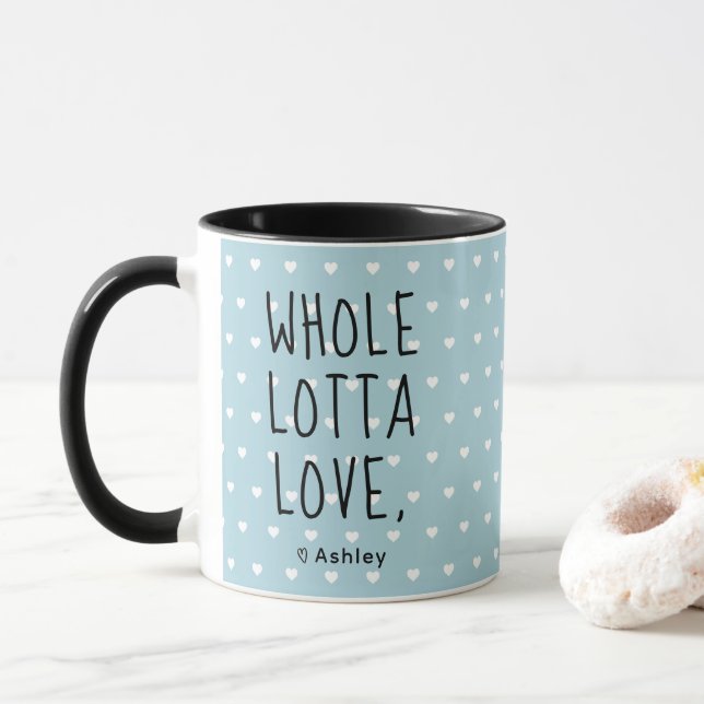 Caneca Namorados Inteiro Amor Corações Azuis (Com Donut)