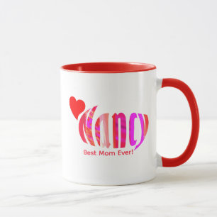 Caneca "Nancy" personalizada em rosa vermelho, laranja e 