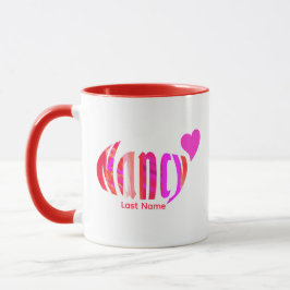 Caneca "Nancy" personalizada em rosa vermelho, laranja e