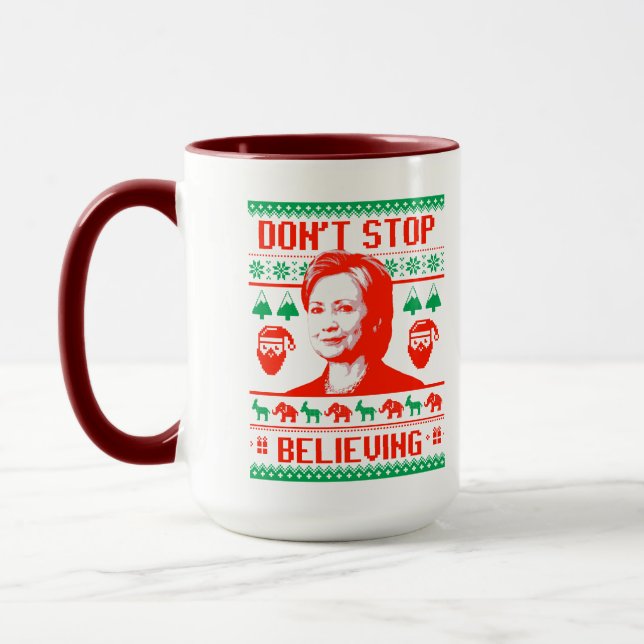 Caneca Não Deixe de Acreditar no Natal de Hillary (Esquerda)