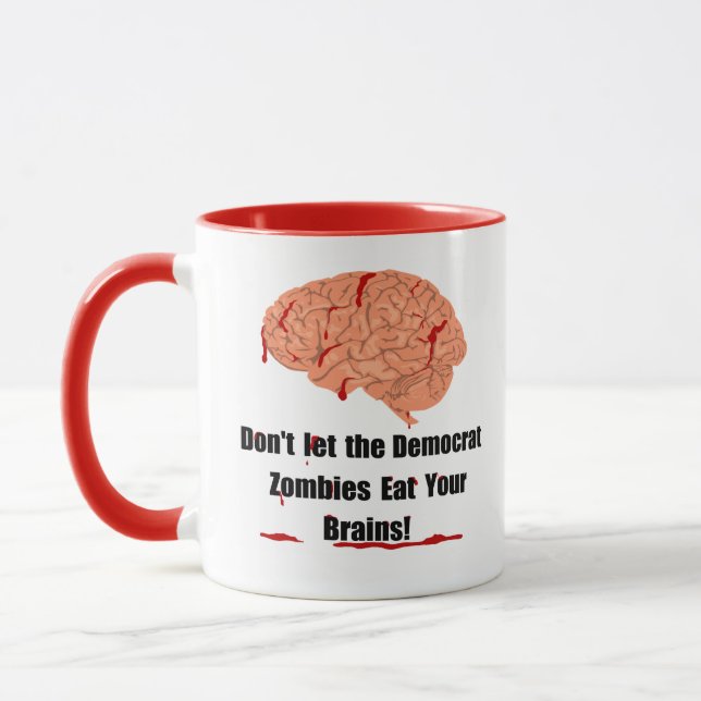 Caneca Não deixe que os zumbis democratas comam seus cére (Esquerda)