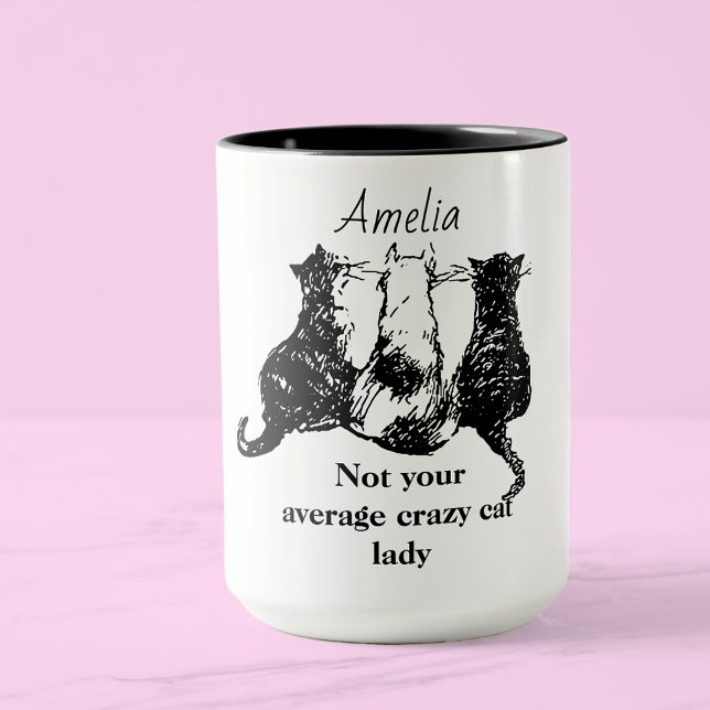 Caneca Não é o seu gato maluco médio Lady Personalizada (Best mugs for cat ladies 😻)