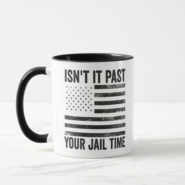 Caneca Não é passado seu tempo de prisão Patriótico Ameri (Esquerda)