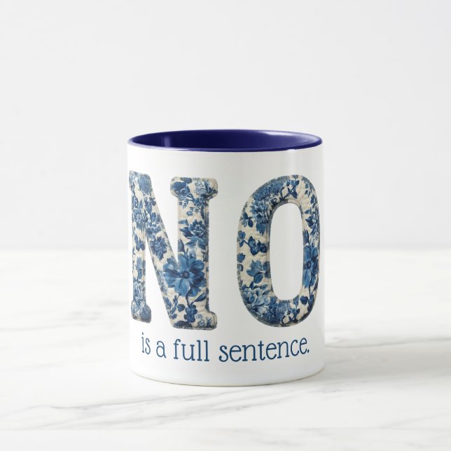 Caneca Não é uma Frase Completa Empoderamento Azul Floral (Centro)