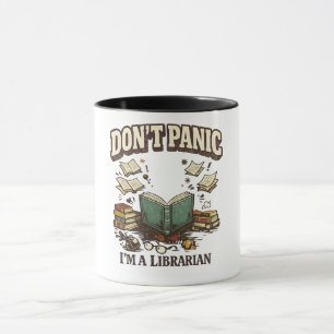 Caneca Não Entre em Pânico Sou Bibliotecário Design de Li