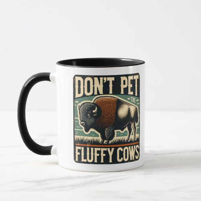 Caneca Não Faça Carinho nos Bufalos Fofos de Yellowstone (Esquerda)