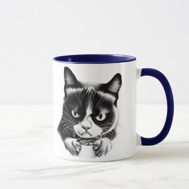 Caneca Não fale comigo antes que eu tivesse meu gato engr (Direita)