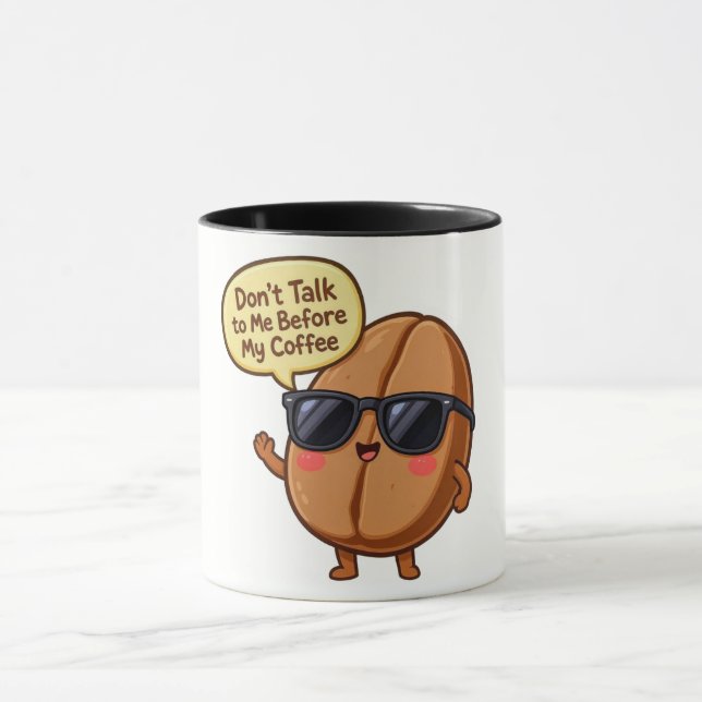 Caneca "Não Fale Comigo" de Feijão de Café Cartoon (Centro)