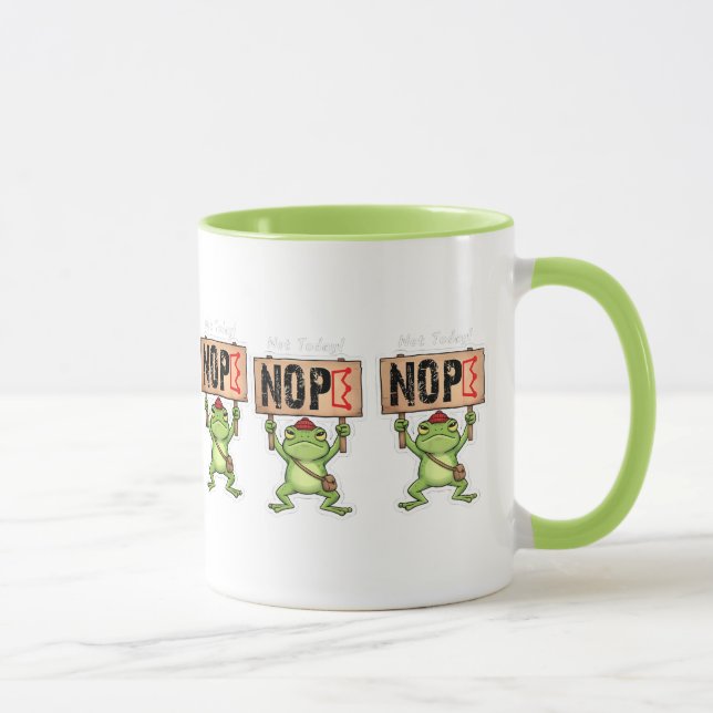 Caneca Não Hoje! Adesivo de Sapo Não (Direita)