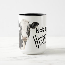 Caneca Não hoje novilha vaca preta e branca