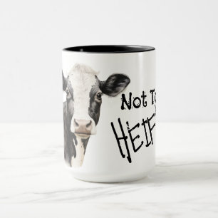 Caneca Não hoje novilha vaca preta e branca