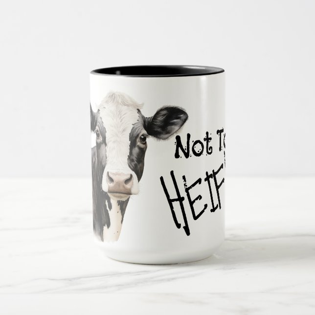 Caneca Não hoje novilha vaca preta e branca (Centro)