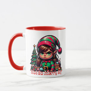 Caneca Não Muito Feliz Elf De Natal   Personalizado Engra