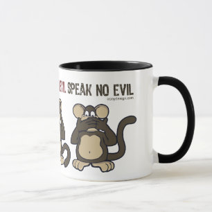 Caneca Não ouça nenhum macaco do mau - novo
