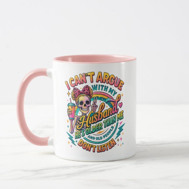 Caneca Não posso discutir com meu marido esqueleto meme c (Esquerda)