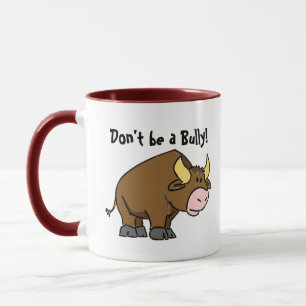 Caneca Não Seja um Valentão, Boi de Desenho Fofo com Mens