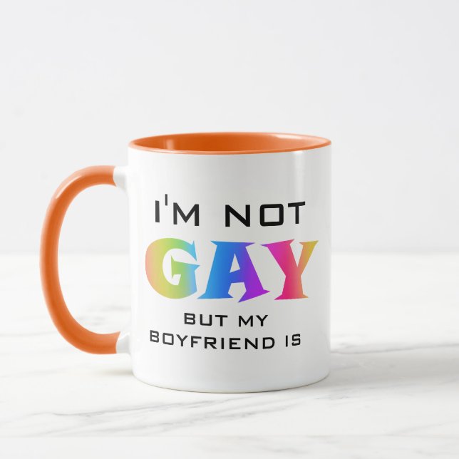 Caneca Não sou Gay, meu Namorado é um Gay engraçado. (Esquerda)