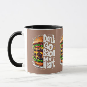 Caneca Não Vá Bacon Meu Coração Piada Divertida de Comida