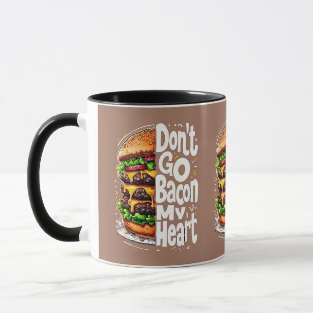 Caneca Não Vá Bacon Meu Coração Piada Divertida de Comida (Esquerda)