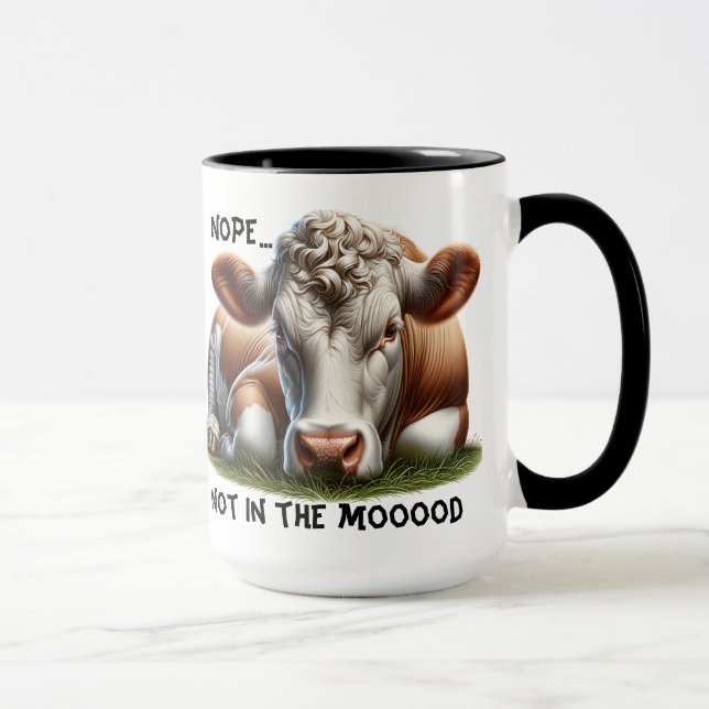 Caneca "Não..." Vaca Personalizável com Piada (Direita)