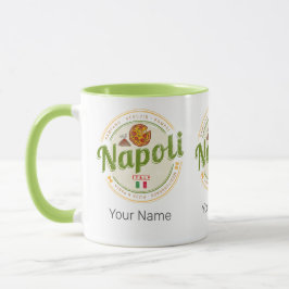 Caneca Nápoles Itália Retro Vesúvio E Pizza Vintage