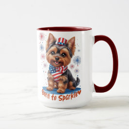 Caneca Nascer a Sparkle - Belo Yorkie Patriótico 4 de jul