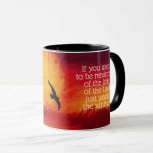 Caneca Nascer do Sol, Pássaros e Religiosos Citam Mug