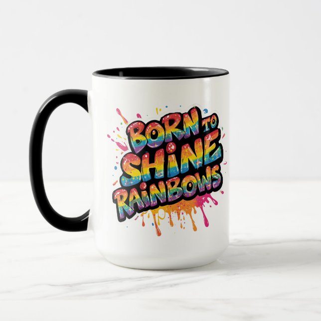 Caneca Nascido para Brilhar Arco-íris - Colorido Inspirad (Esquerda)