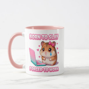Caneca Nascido Para Destruir Forçado a Trabalhar Hamster