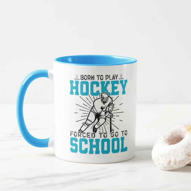 Caneca Nascido Para Jogar Hóquei Presente De Aniversário  (Com Donut)