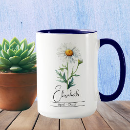Caneca Nascimento Mês Flor Abril Daisy Mug
