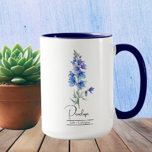 Caneca Nascimento Mês Flor Julho Larkspur