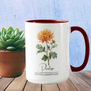 Caneca Nascimento Mês Flor Novembro Chrysanthemum